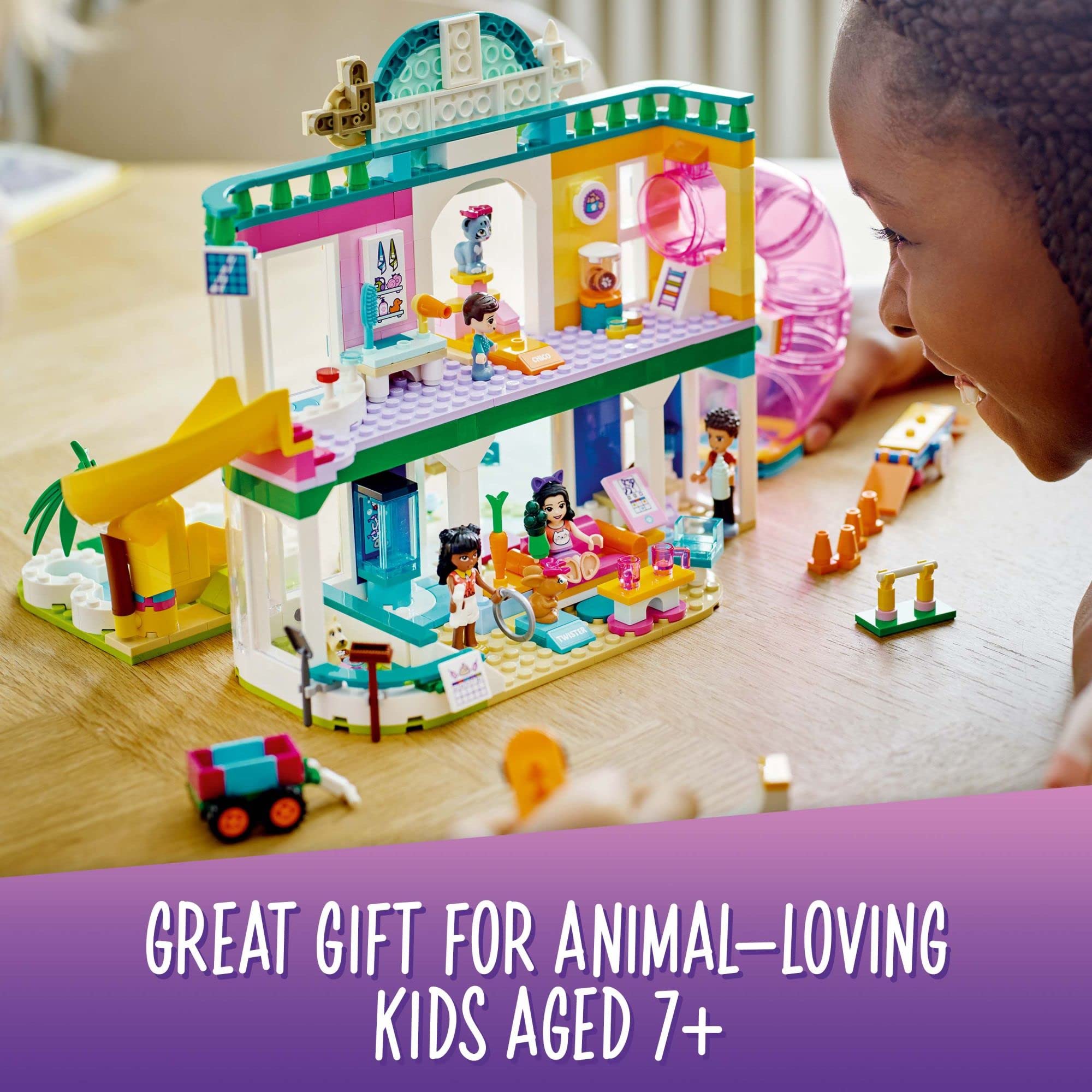LEGO Friends Pet Day-Care Center 41718 Building Toy Set with Dog Figure & 3 Mini Dolls - Heartlake City Playset for Kids Ages 7+ | Perfect Birthday Gift for Girls & Boys | Creative Play, Animal Care Pretend Game, STEM Learning Activity
