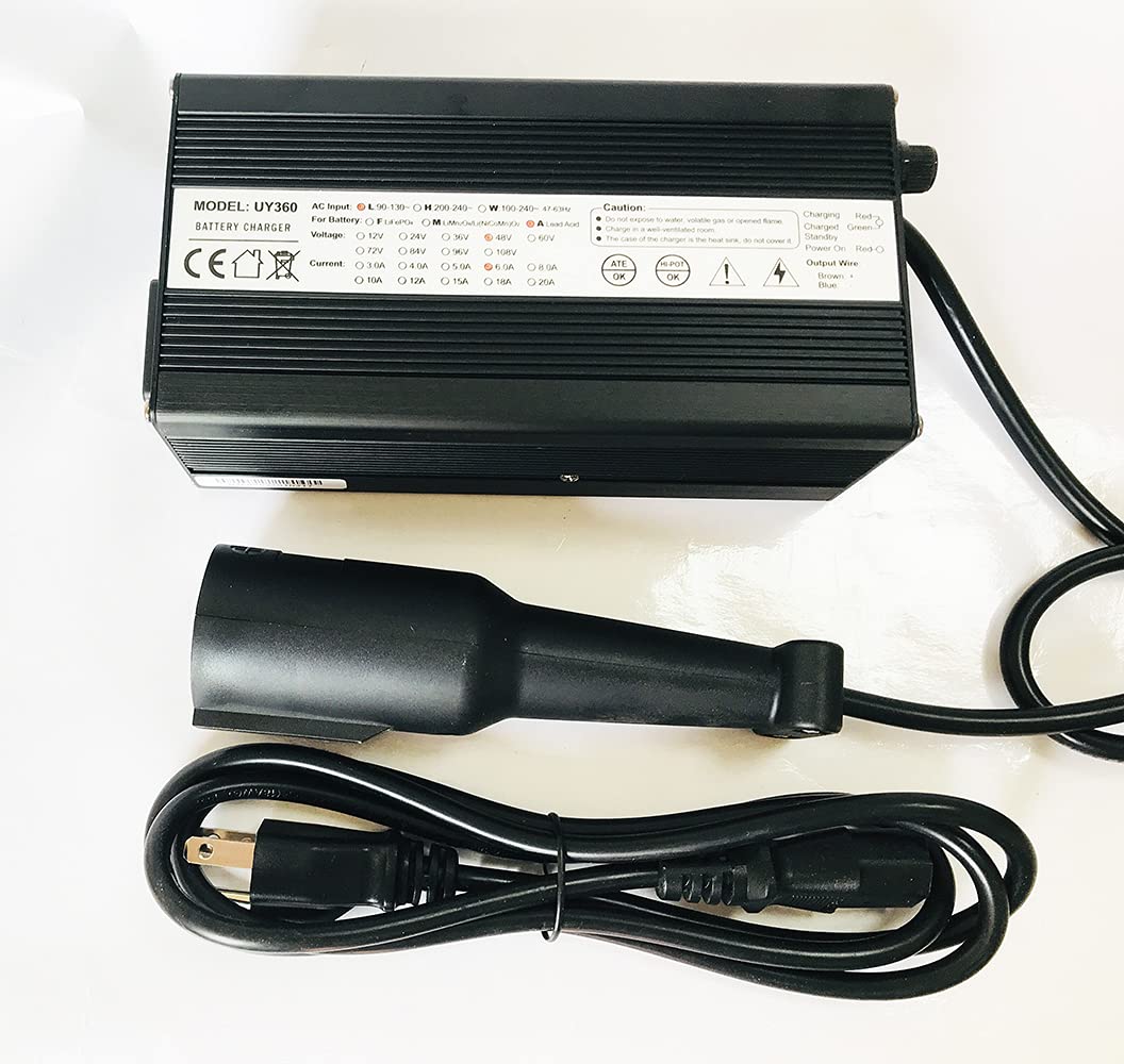 48V 6A Golf Cart Battery Charger for Club Car | 3-Pin Round Connector | Fast Charging & Durable | Perfect for Golf Courses, Resorts & Home Use
