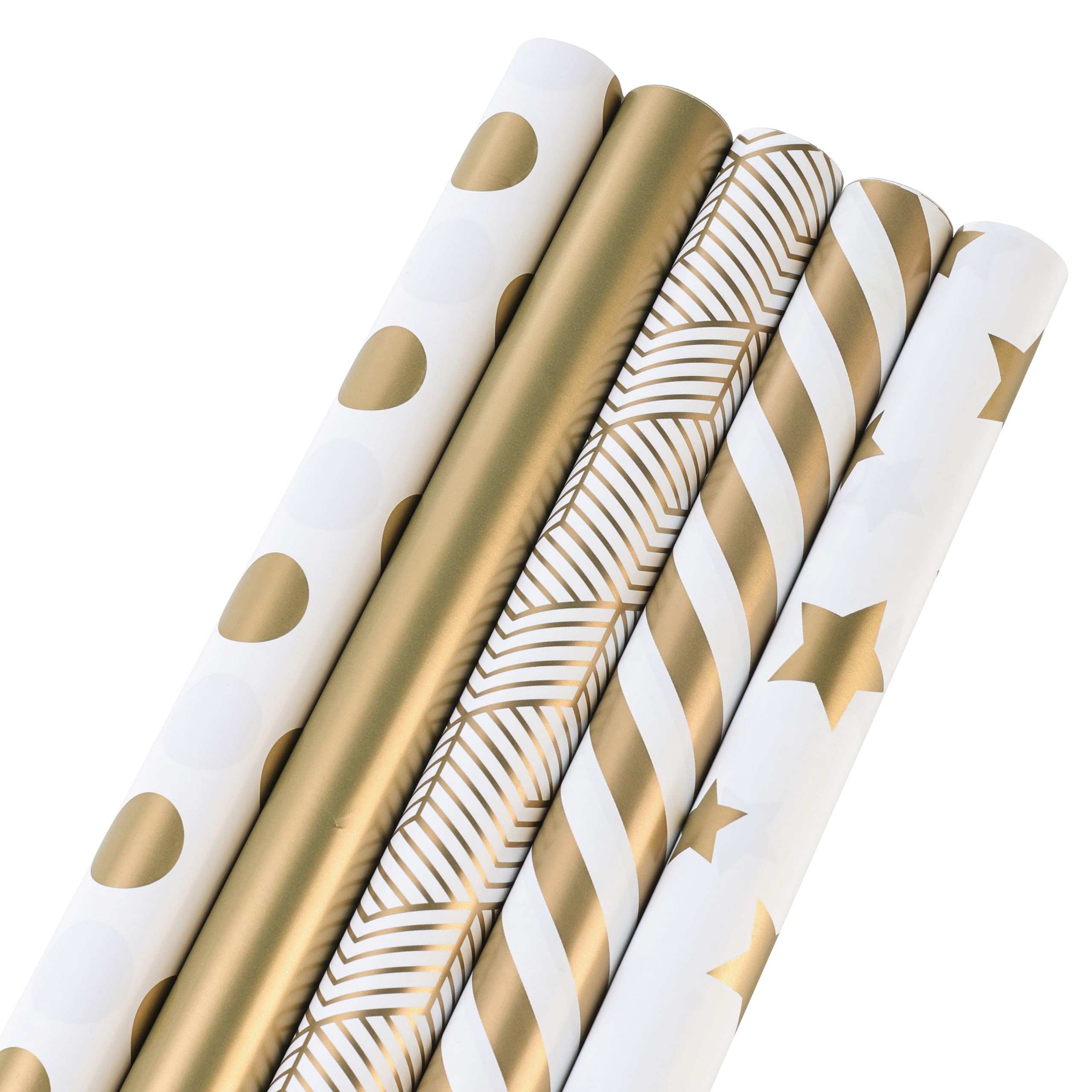 XKDOUS Gold Birthday Wrapping Paper - 5 Rolls (17