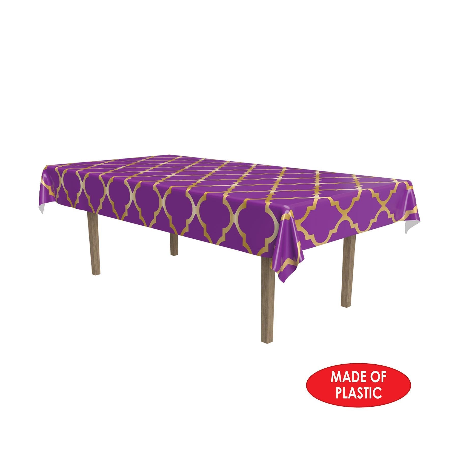 12-Pack Beistle Lattice Pattern Party Table Covers - Waterproof Disposable Tablecloths for Birthday, Wedding & Holiday Decorations