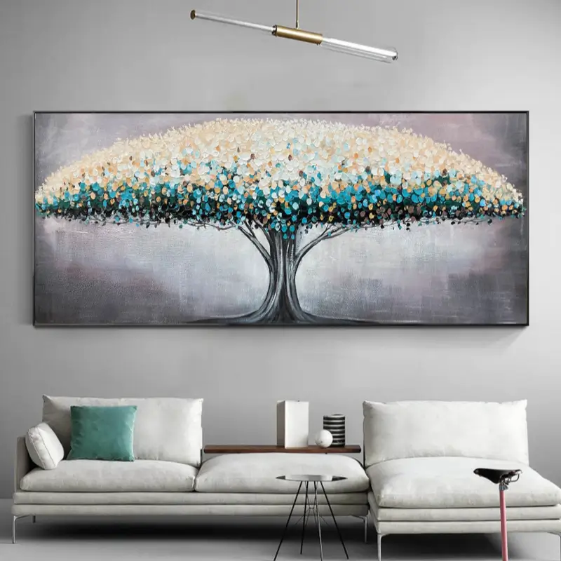 Flower and Tree Painting #FT022 - Handmade Canvas Wall Art for Home Decor, Living Room, Bedroom & Office
