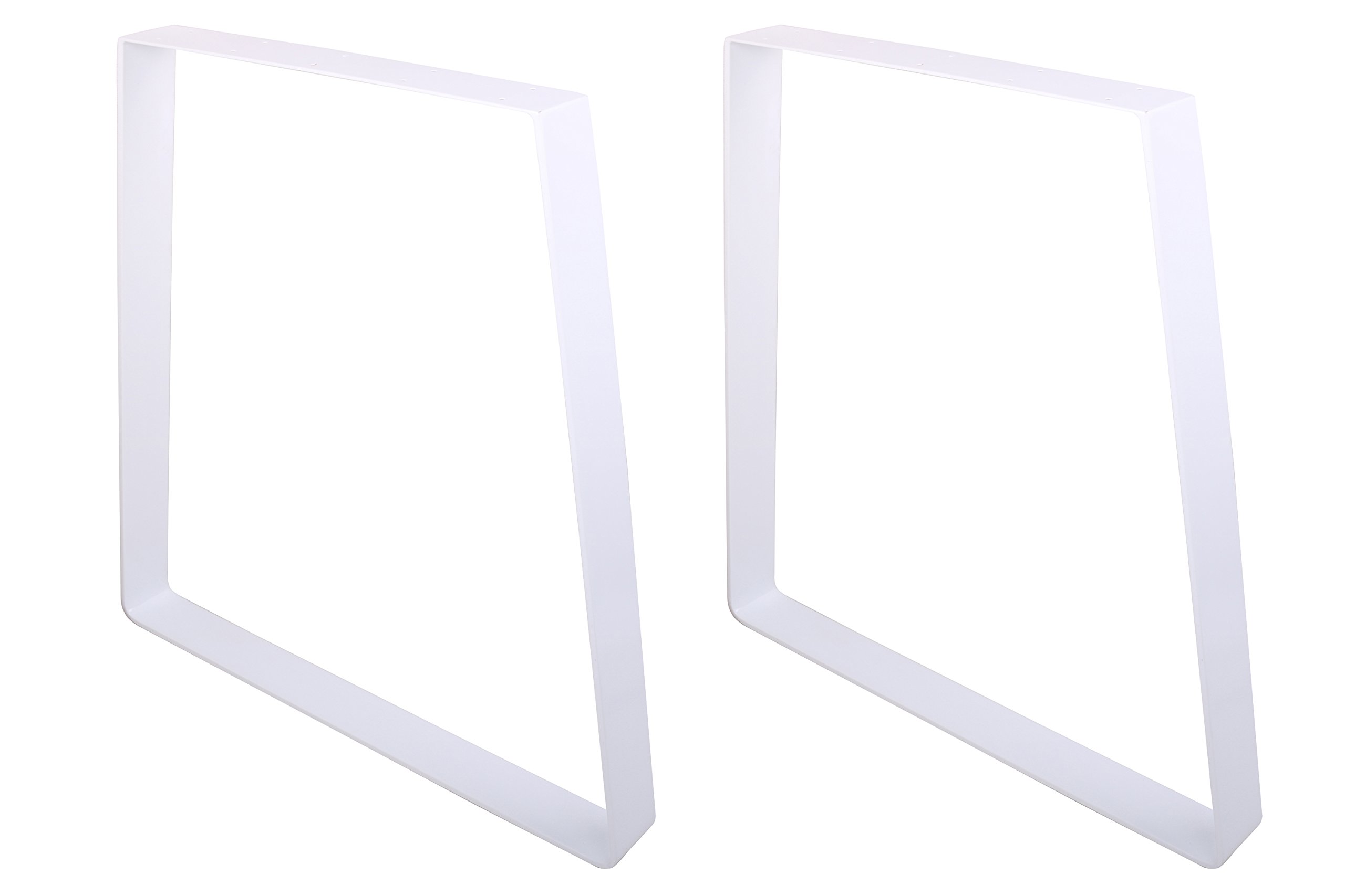 2 Pack Heavy Duty Steel Trapezoid Dining Bench Legs - Industrial Style Table Legs for Office, Coffee, Kitchen & Country Decor - Set of 2 White Legs - Perfect for Farmhouse, Restaurant & Home Furniture Projects