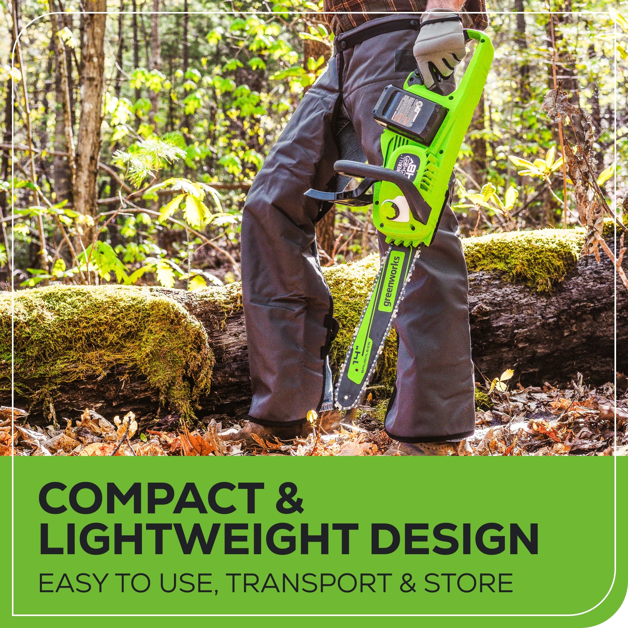 48V (2x24V) 14-Inch Cordless Battery Chainsaw with Two 4.0Ah USB Batteries & Dual Port Charger - Perfect for Tree Trimming, Firewood Cutting, and Yard Maintenance