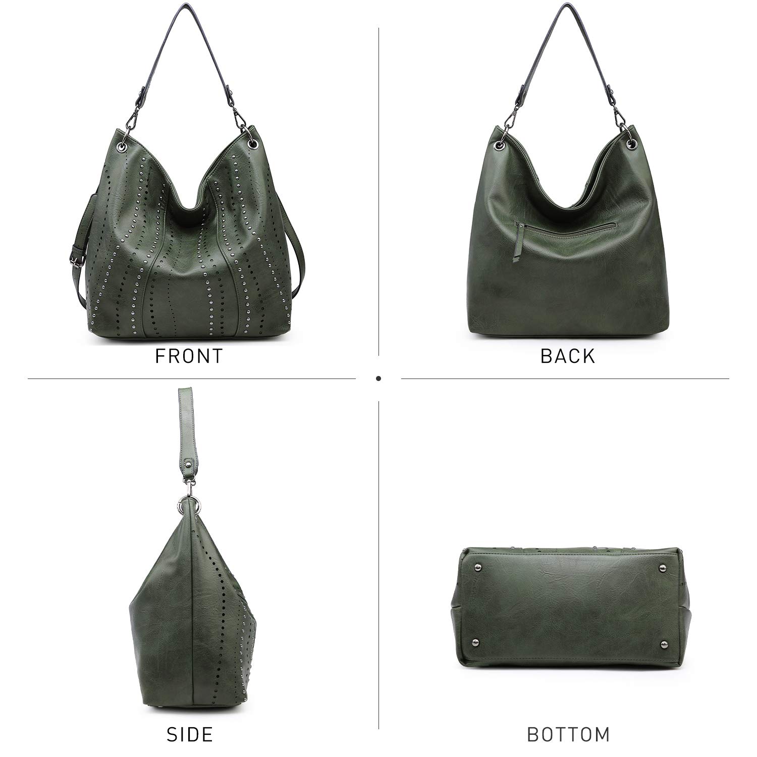 VONMAY Vegan Leather Handbags for Women - Large Hobo Tote Purse with Studs, Bucket Shoulder Bag - Perfect for Work, Travel & Everyday Use