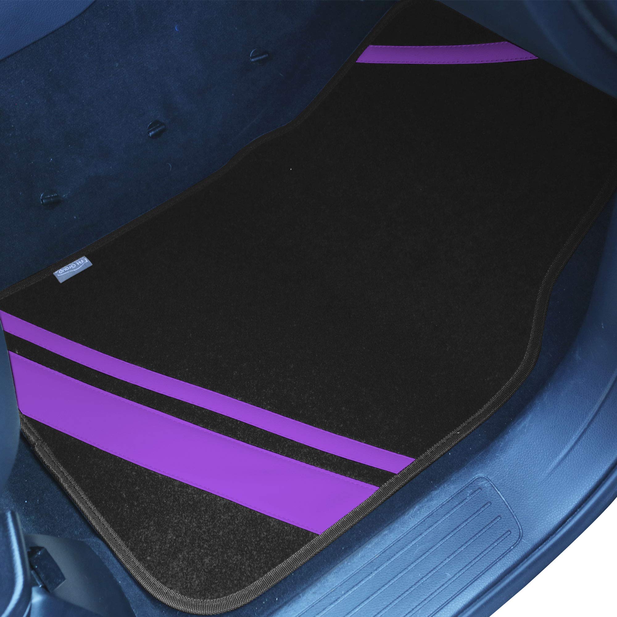FH Group Universal Car Floor Mats - All-Purpose Faux Leather & Carpet Combo (Purple Stripes Design) for Sedans, SUVs & Trucks | Durable Seat Protector for Everyday Driving, Road Trips & Off-Road Adventures