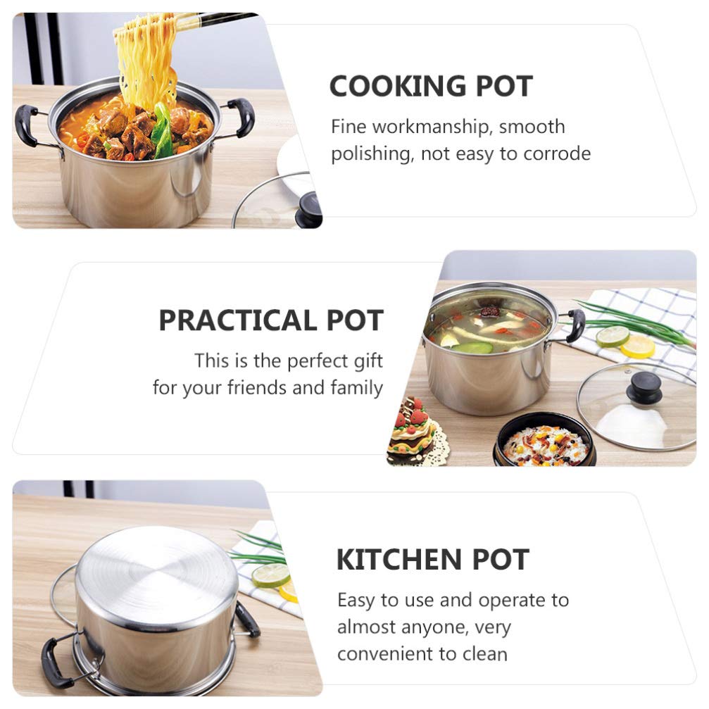 Premium 18cm Stainless Steel Saucepan with Lid - Multi-Purpose Cooking Pot for Soups, Chili, Pasta, Curries & Stew | Ideal for Home Kitchen, Camping & Dorm Cooking | DOITOOL Durable Stockpot & Noodle Pot