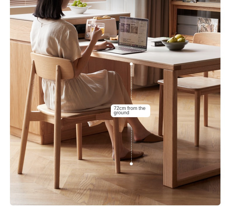 Solid Oak Wood Extendable Dining Table for Kitchen Island - Expandable Farmhouse Style Table for Dining Room, Breakfast Nook & Small Spaces