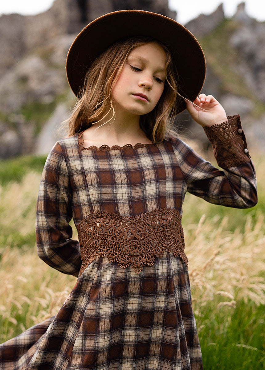 Rosi Dress in Cinnamon Tartan - Stylish Plaid Women's Dress for Fall & Winter | Perfect for Office, Date Night & Holiday Parties