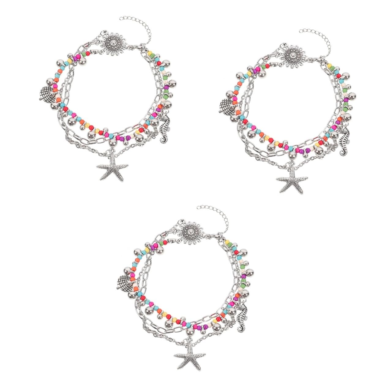 GALPADA 2-Pack Multi-Layer Beach Anklet & Bracelet Set - Stackable Turquoise Turtle Foot Chain Jewelry for Women - Perfect for Wedding, Boho Fashion & Summer Vacation Accessories