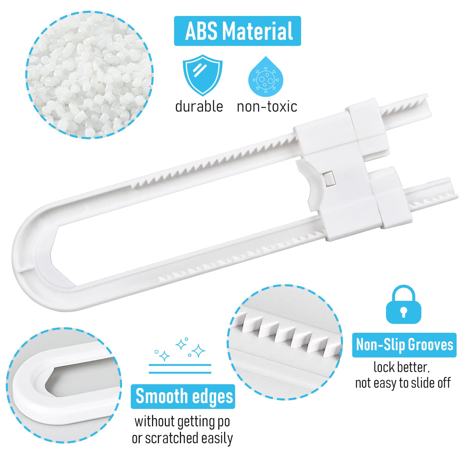 6 Pack Sliding Cabinet Locks - Child Safety U Shape Latches for Kitchen, Bathroom & Cupboard Doors | Baby Proofing Cabinet Handles & Knobs | Secure Storage for Homes with Toddlers