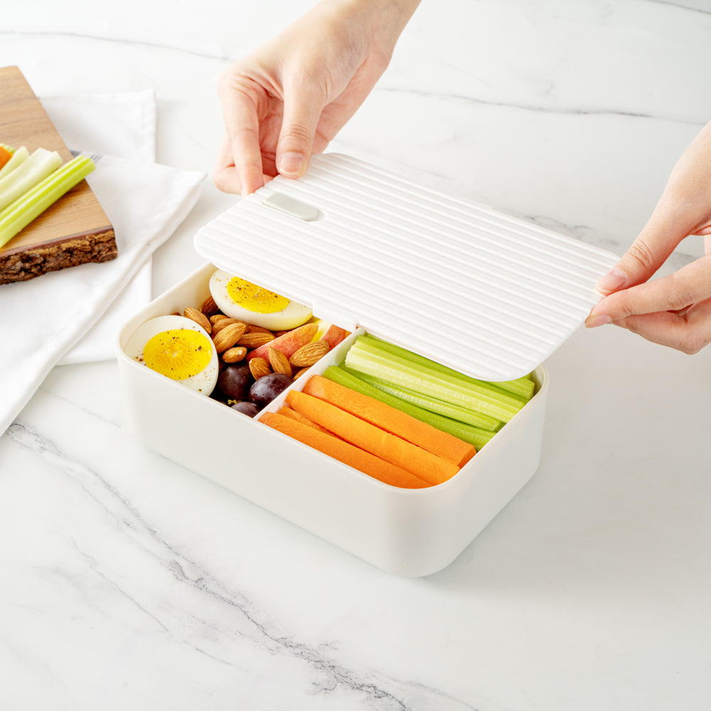 Bento Tek 34oz Gray Buddha Box Lunch Container with White Lid - 7.5