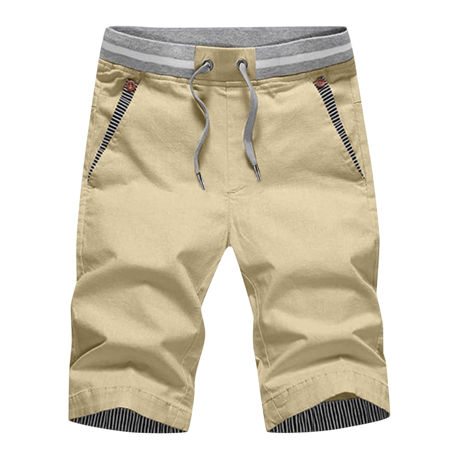 Men's Workout Shorts with Drawstring - Loose Linen Exercise Shorts with Pockets & Embroidery | Gym, Running, Yoga & Casual Wear
