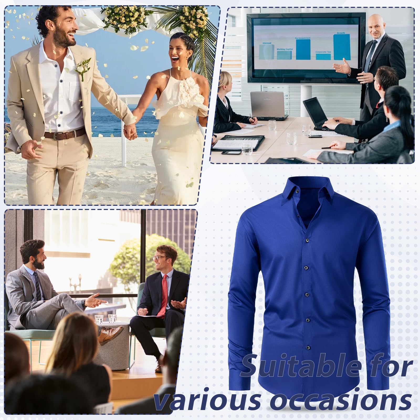 Premium Slim Fit French Cuff Dress Shirt for Men | Spread Collar Formal Shirt with Metal Cufflinks | Perfect for Business Meetings, Weddings & Special Occasions