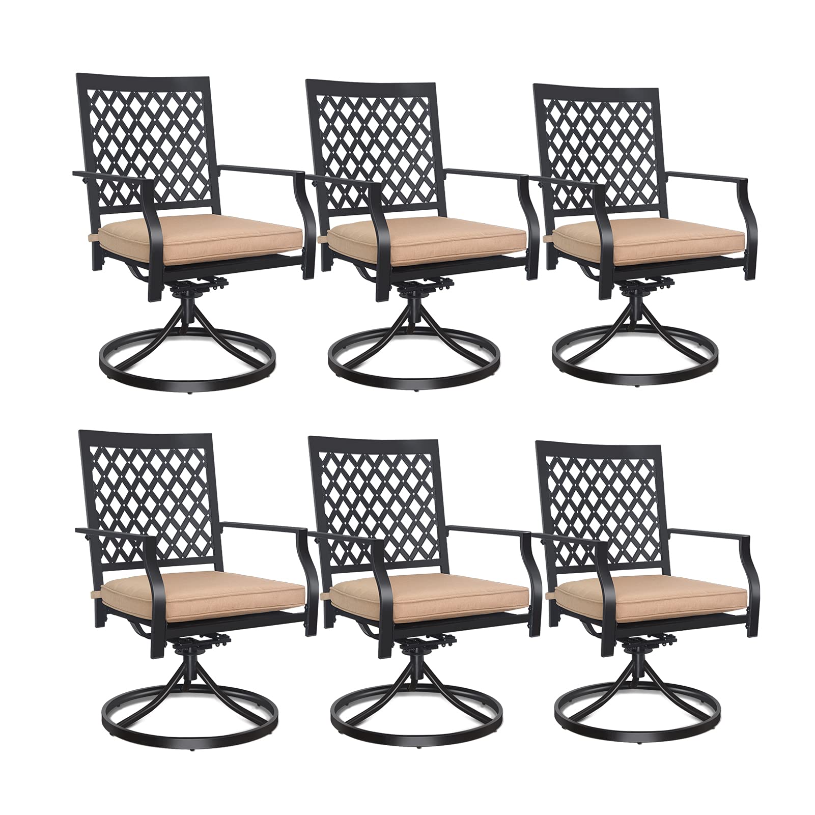 6-Piece Swivel Patio Chair Set with Cushions - Outdoor Metal Rocking Dining Chairs for Garden, Backyard, Bistro & Poolside Relaxation