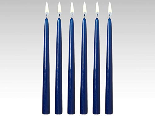 Patriot Blue Taper Candles 10 Inch - Set of 12 Long Dripless Candles for Weddings, Dinner Parties & Home Decor