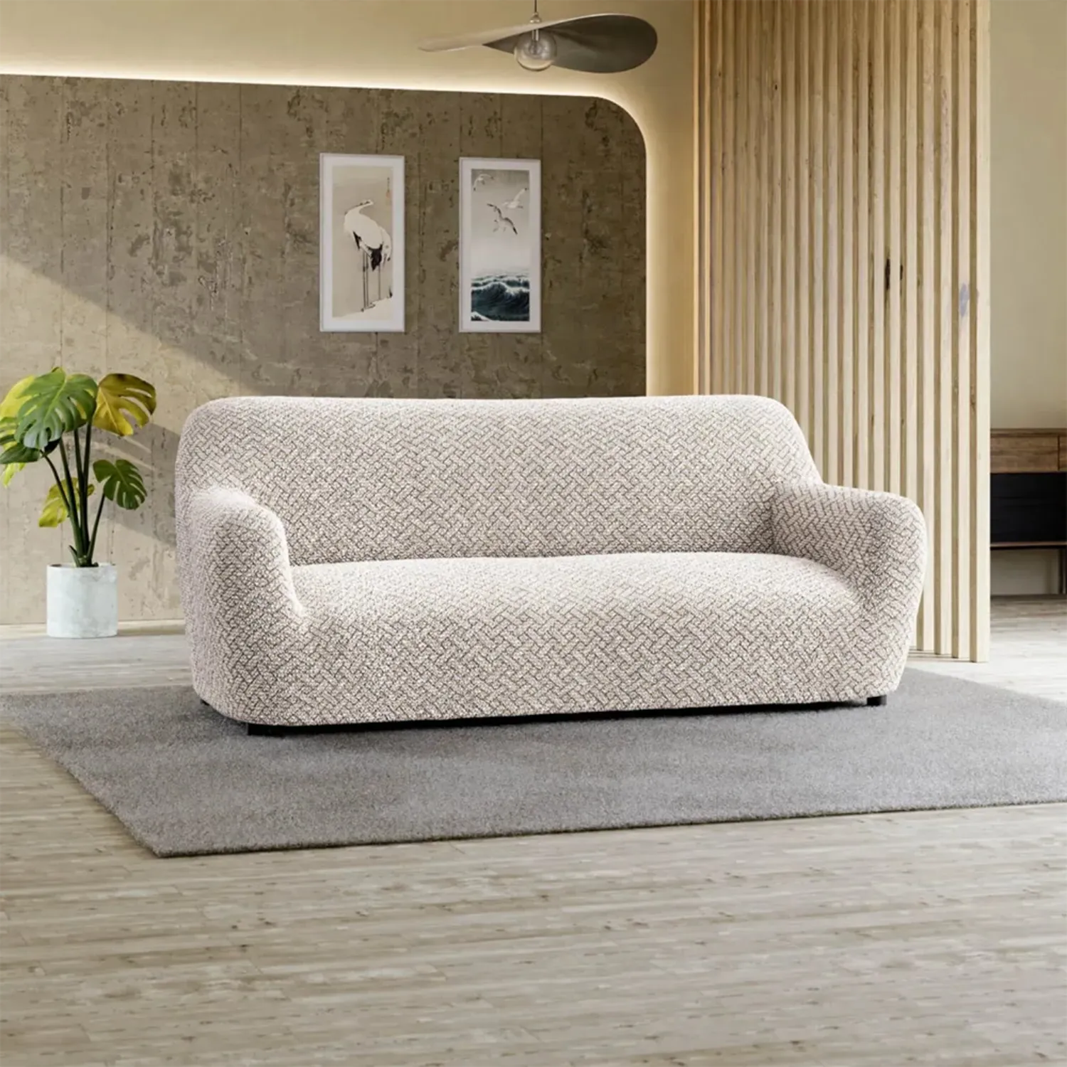 3 Seater Sofa Slipcover - Soft Microfiber Printed Fabric - Perfect for Living Room, Family Room & Home Decor