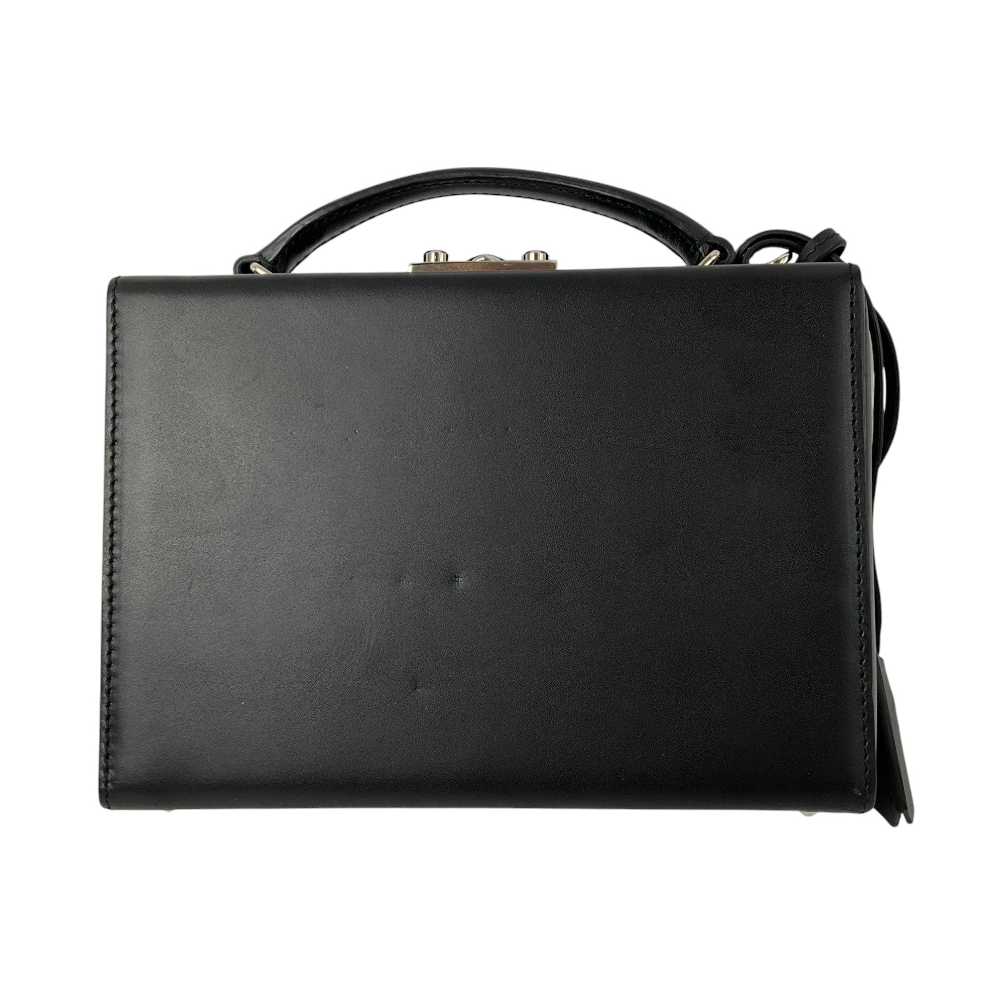 Mark Cross Grace Box Bag - Black & Silver Grommet Detail Handbag for Women | Luxury Leather Shoulder Bag for Work, Party & Evening Events