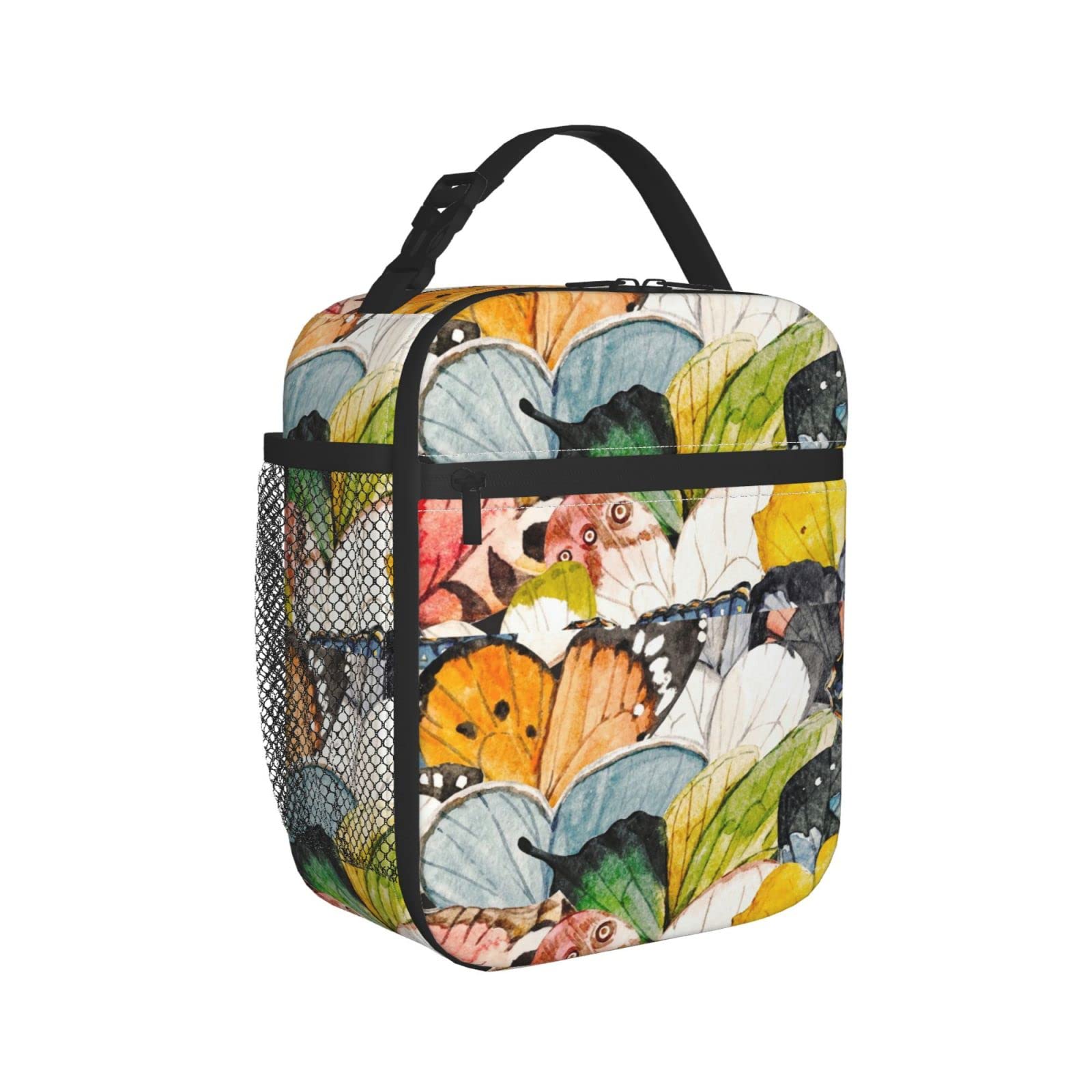 Colorful Insulated Lunch Bag for Women & Teens - Reusable Butterfly Design Lunch Box for Work, School, Picnic & Outdoor Activities - Durable Cooler Bag for Food Storage