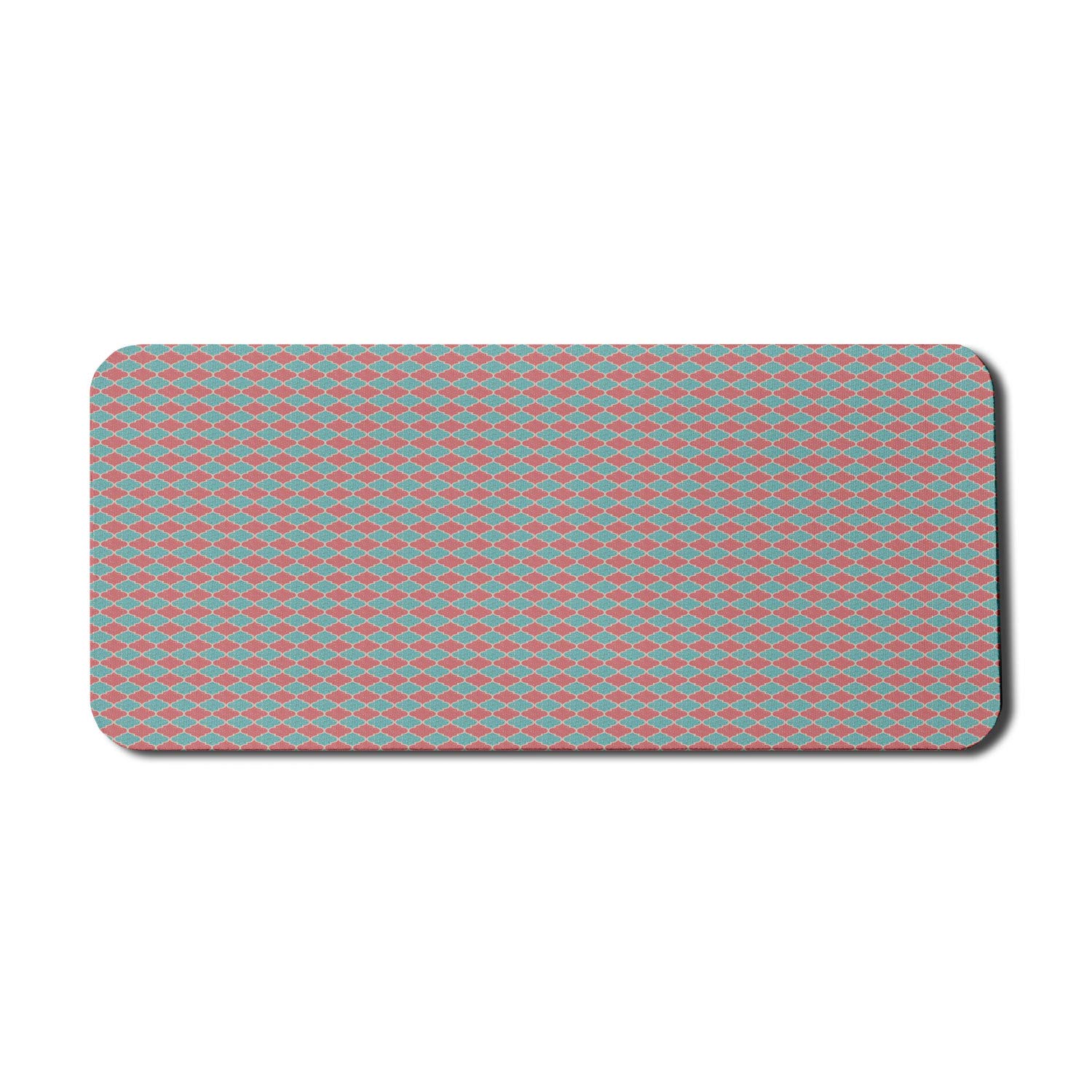 Ambesonne Ethnic Abstract Mouse Pad - Pink & Blue Quatrefoil Pattern with Colorful Dots - Non-Slip Rubber Gaming Mousepad (35