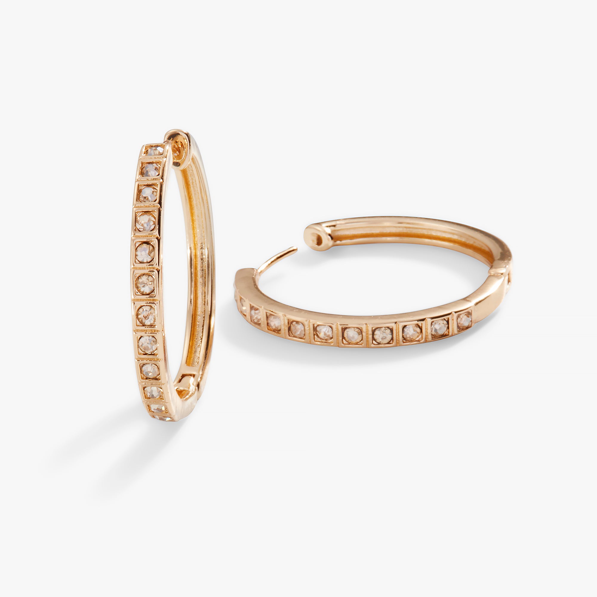 Champagne Crystal Medium Hoop Earrings for Women - Elegant Dangle Earrings for Party, Wedding & Everyday Wear