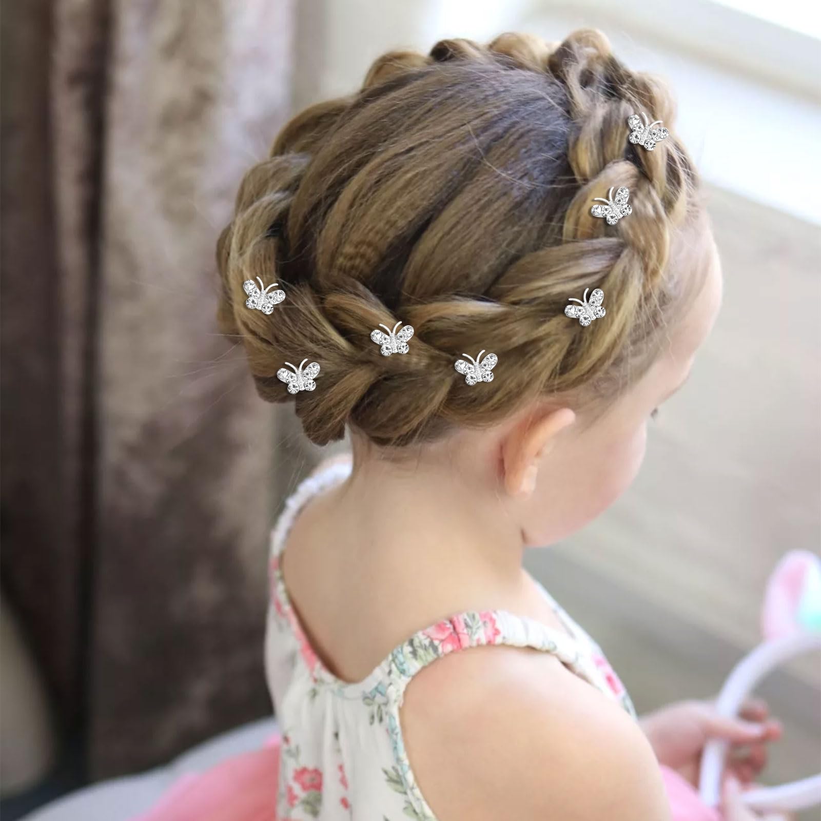 YISSION 20Pcs Mini Rhinestone Butterfly Hair Clips - Silver Cute Hair Pins for Women & Girls, Small Decorative Wedding Hair Barrettes, Bridal Hair Accessories - Perfect for Parties, Prom, Bridal Showers & Everyday Wear