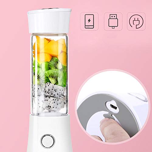 USB Rechargeable Portable Blender - 480ml High-Speed Personal Smoothie Maker with BPA-Free Borosilicate Glass Cup | Perfect for Home, Kitchen, Office, Travel & Outdoor Activities | Cordless, Compact & Easy to Clean