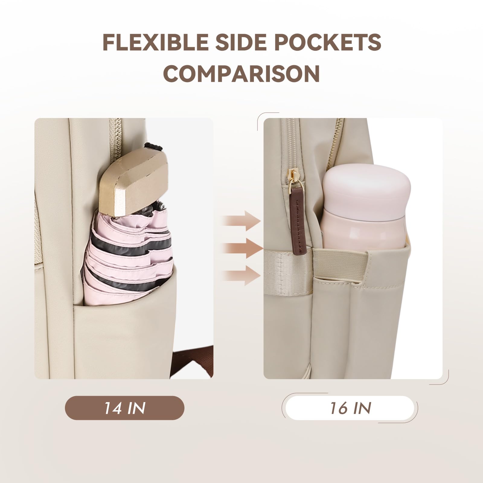 Stylish Women's Laptop Backpack for Travel, Work & Commute - Casual Daypack with Purse Design, Fits 14 Inch Notebook (Apricot) - Perfect for Office, School & Daily Use