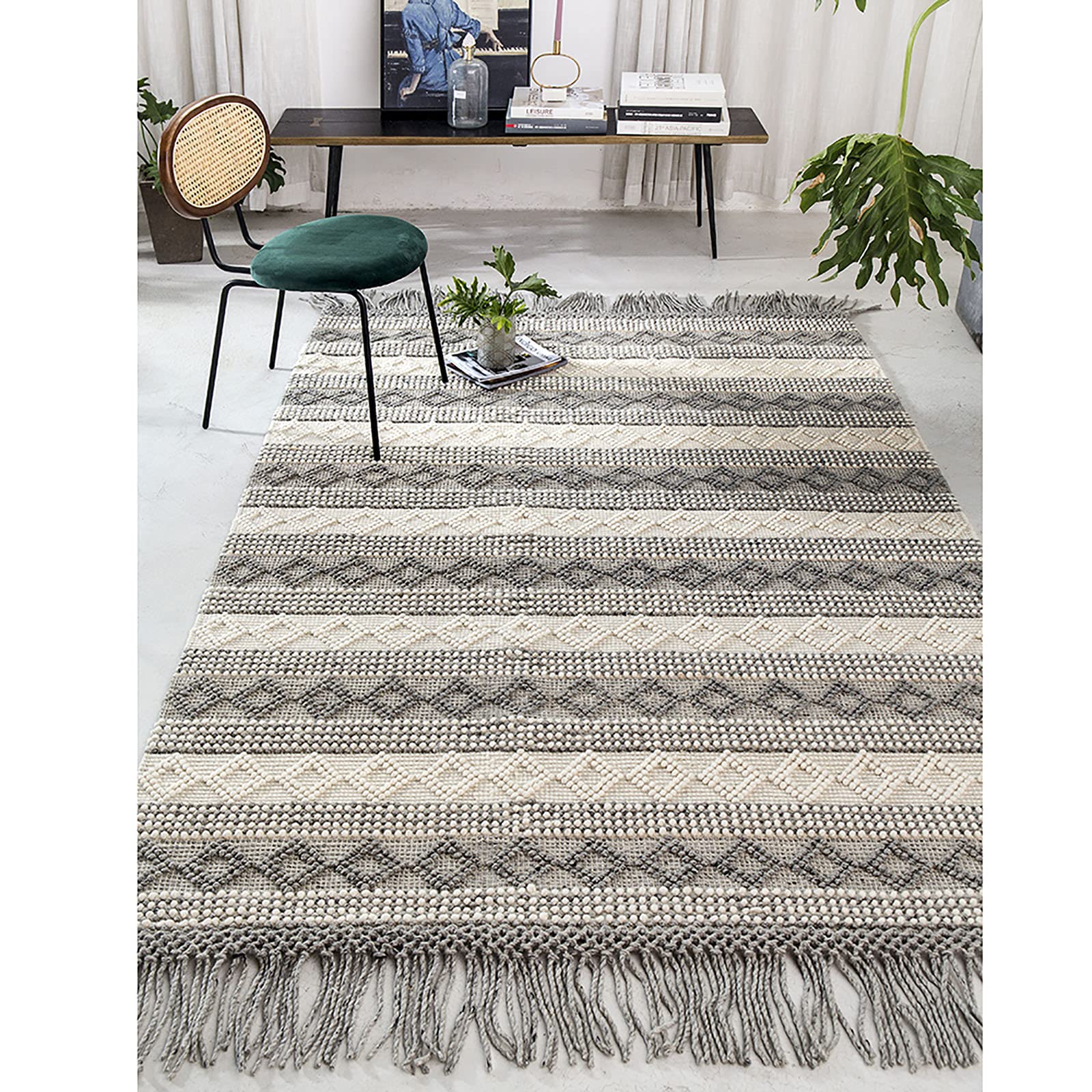 Handmade Fluffy Traditional Area Rugs - Soft Comfortable Carpet for Indoor & Outdoor Use - Perfect for Nursery, Dorm, Girls & Kids Rooms - Home Decor & Play Area Floor Mat