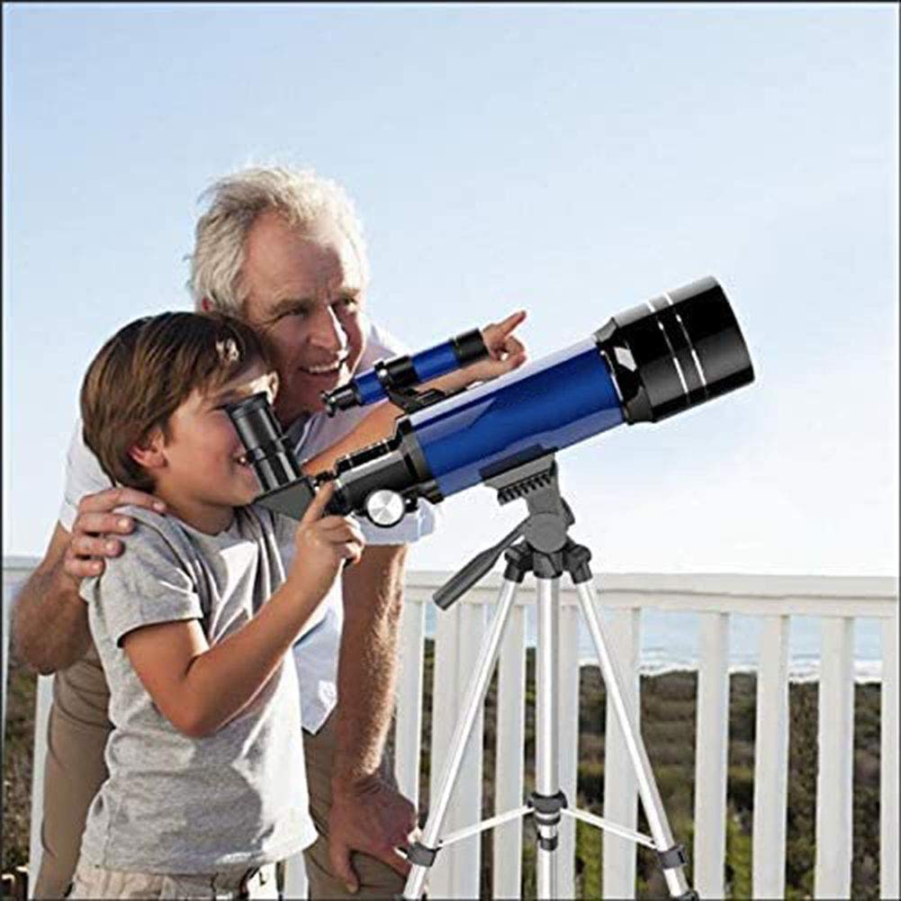 CCKUHN 400x70mm HD Portable Refractor Telescope for Kids & Adults - Astronomical Telescope with Adjustable Tripod & Smartphone Adapter - Perfect for Stargazing, Bird Watching & Outdoor Adventures (Blue & White)