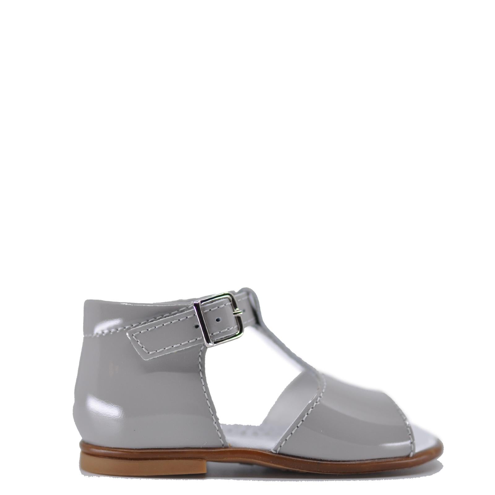 Beberlis Women's Gray Patent Leather T-Strap Sandals - Comfortable Heeled Dress Shoes for Weddings, Parties & Evening Events