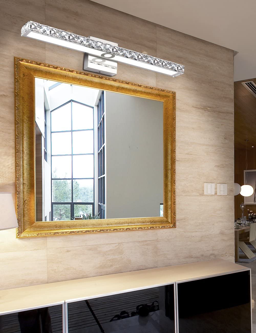 Modern LED Vanity Light Fixtures - Chrome Bathroom Mirror Wall Mount Lighting Set for Makeup & Shaving | Energy-Efficient Dimmable Lights for Bathroom, Bedroom & Dressing Room