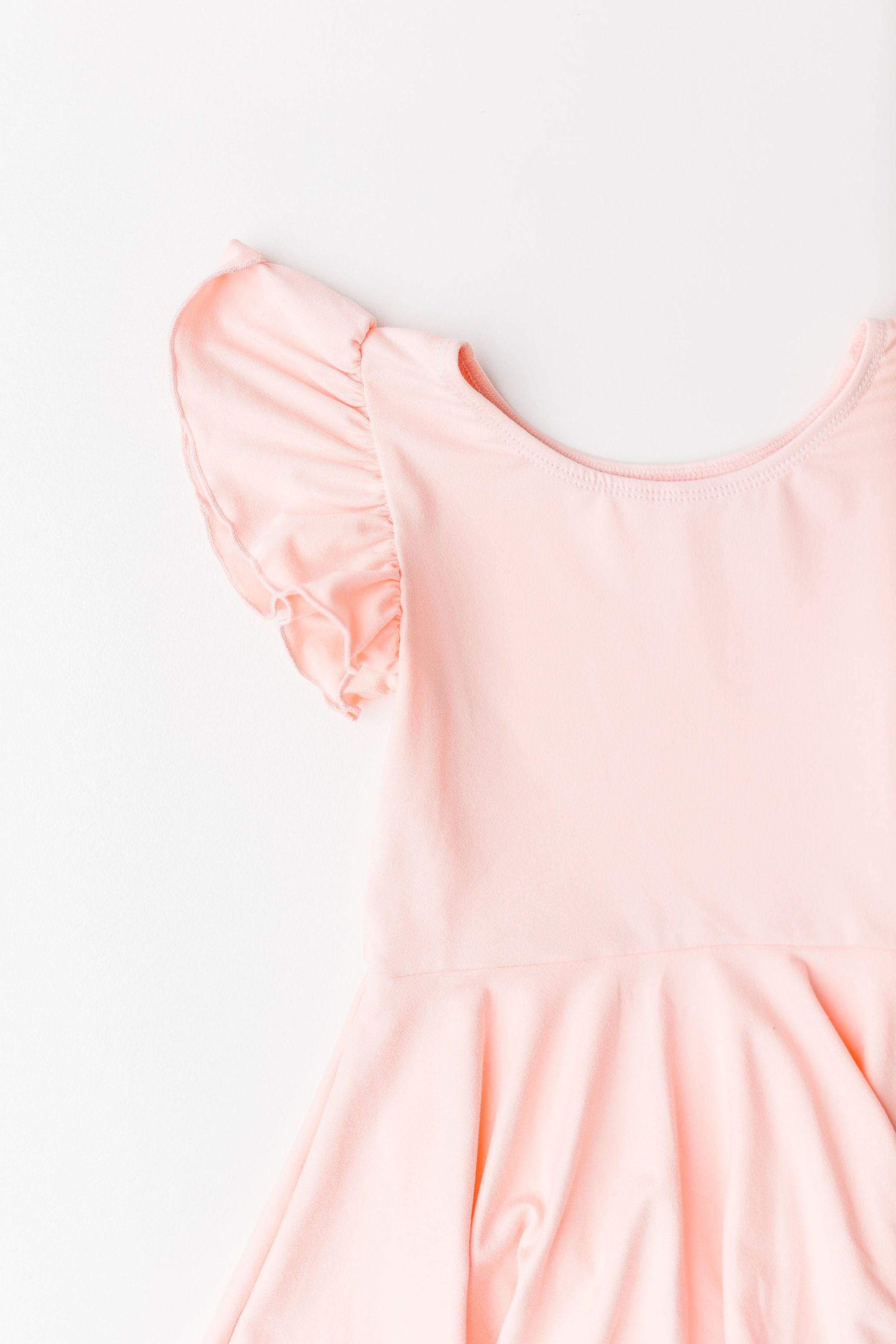 Peach Short Sleeve Twirl Leotard for Girls - Ballet Dance Gymnastics Performance Costume - Perfect for Recitals, Competitions & Practice