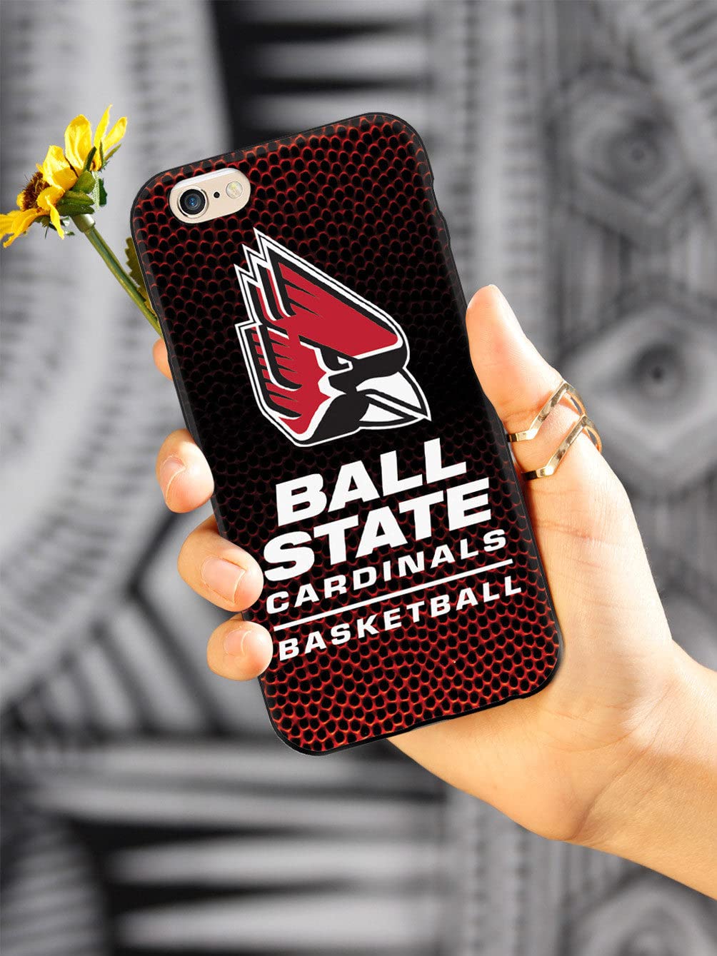 3D Textured iPhone 15 Pro Max Case with Rubber Bumper - Ball State University Basketball Design Protective Cover for Apple iPhone 15 Pro Max - Perfect for Sports Fans and School Spirit