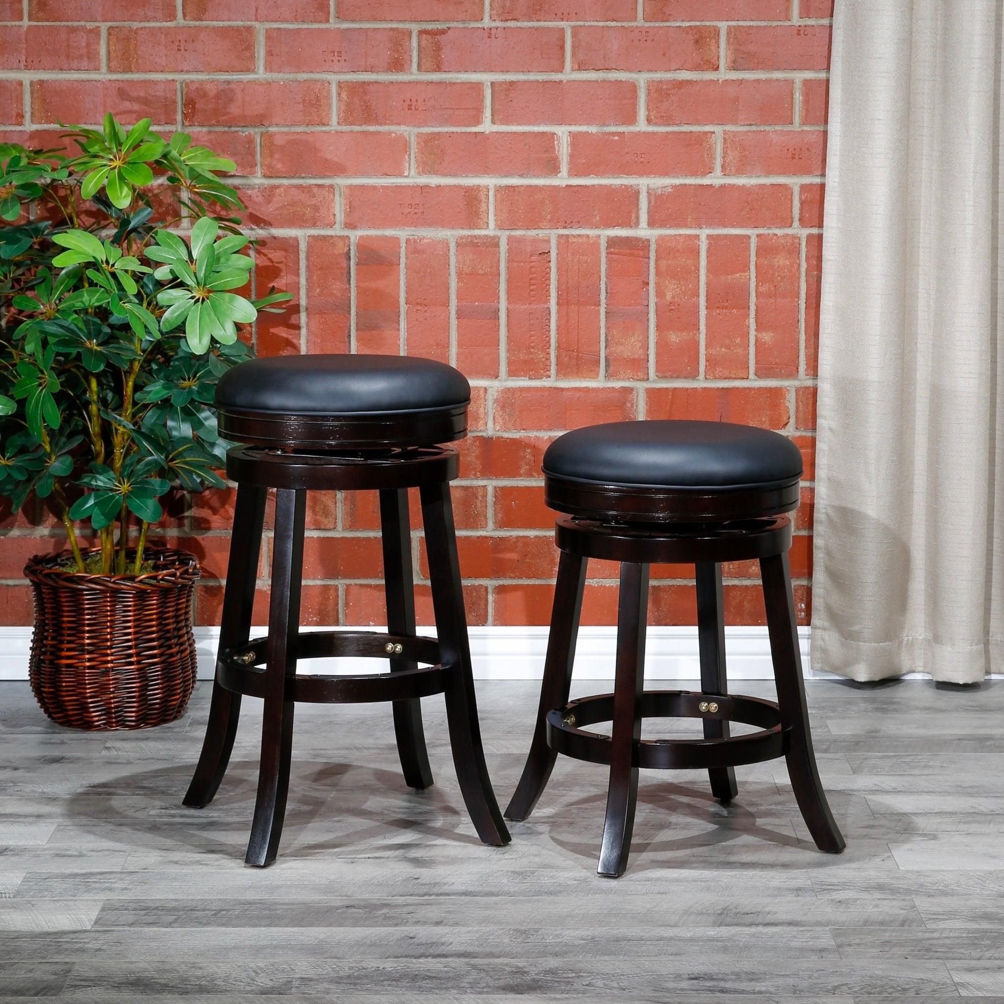 Creede Bonded Leather Backless Swivel Stool - 24