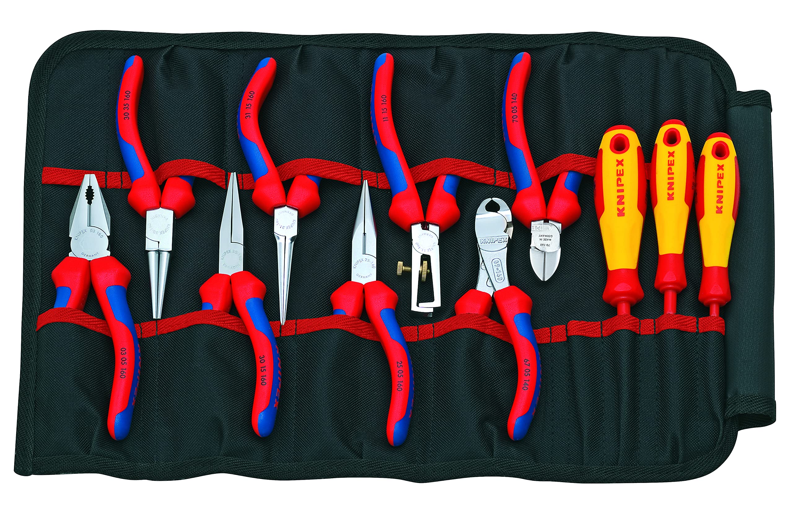 Knipex 00 19 41 Professional 11-Piece Tool Roll Bag - Durable Pouch for Electricians, Mechanics & DIY Enthusiasts | Perfect for Workshop, Garage & On-the-Go Tool Organization