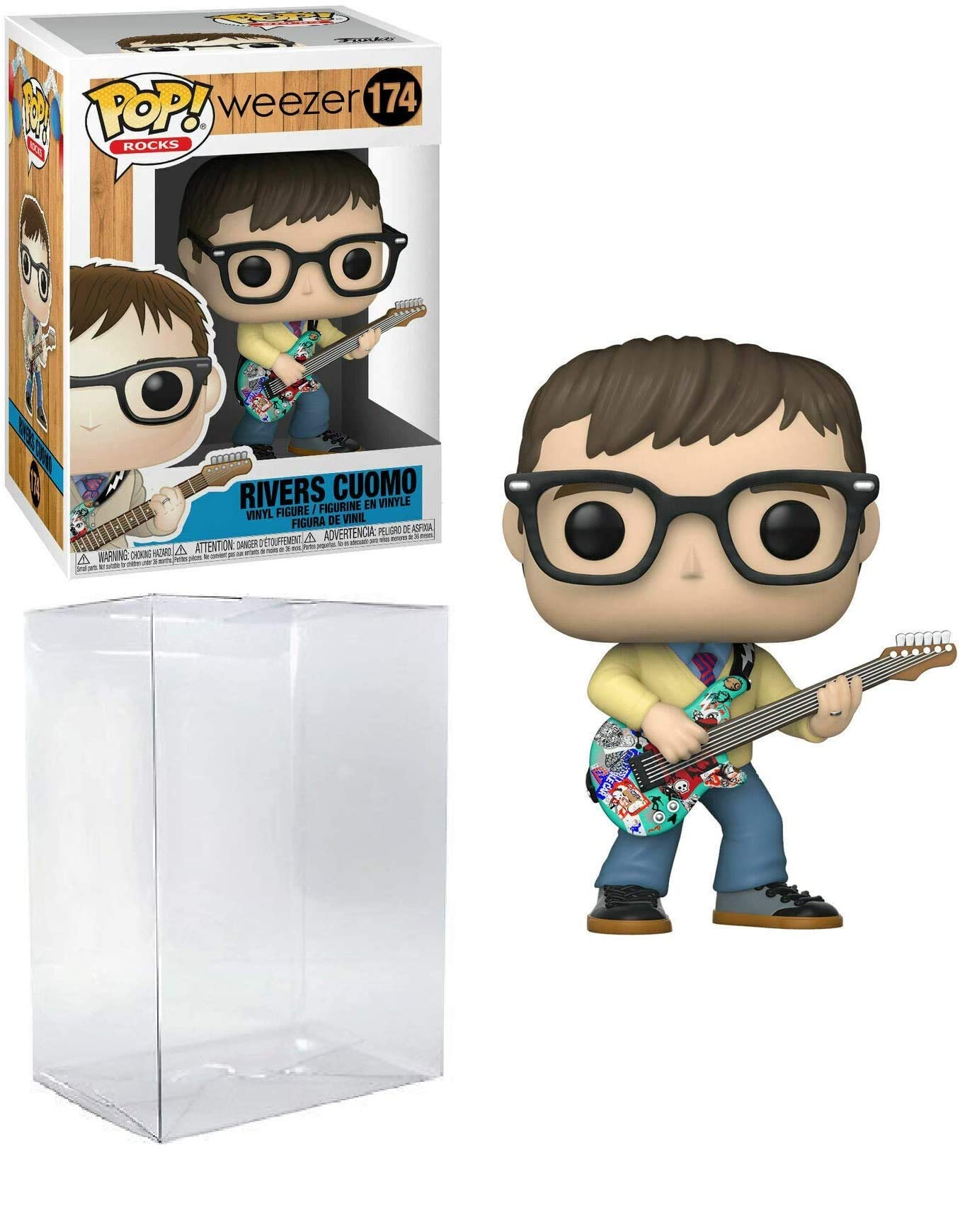 Rivers Cuomo #174 Pop Rocks Weezer Vinyl Figure with Ecotek Plastic Pop Box Protector Case - Collectible Music Memorabilia for Weezer Fans & Vinyl Collectors - Perfect for Display, Gifts, and Music Enthusiast Collections