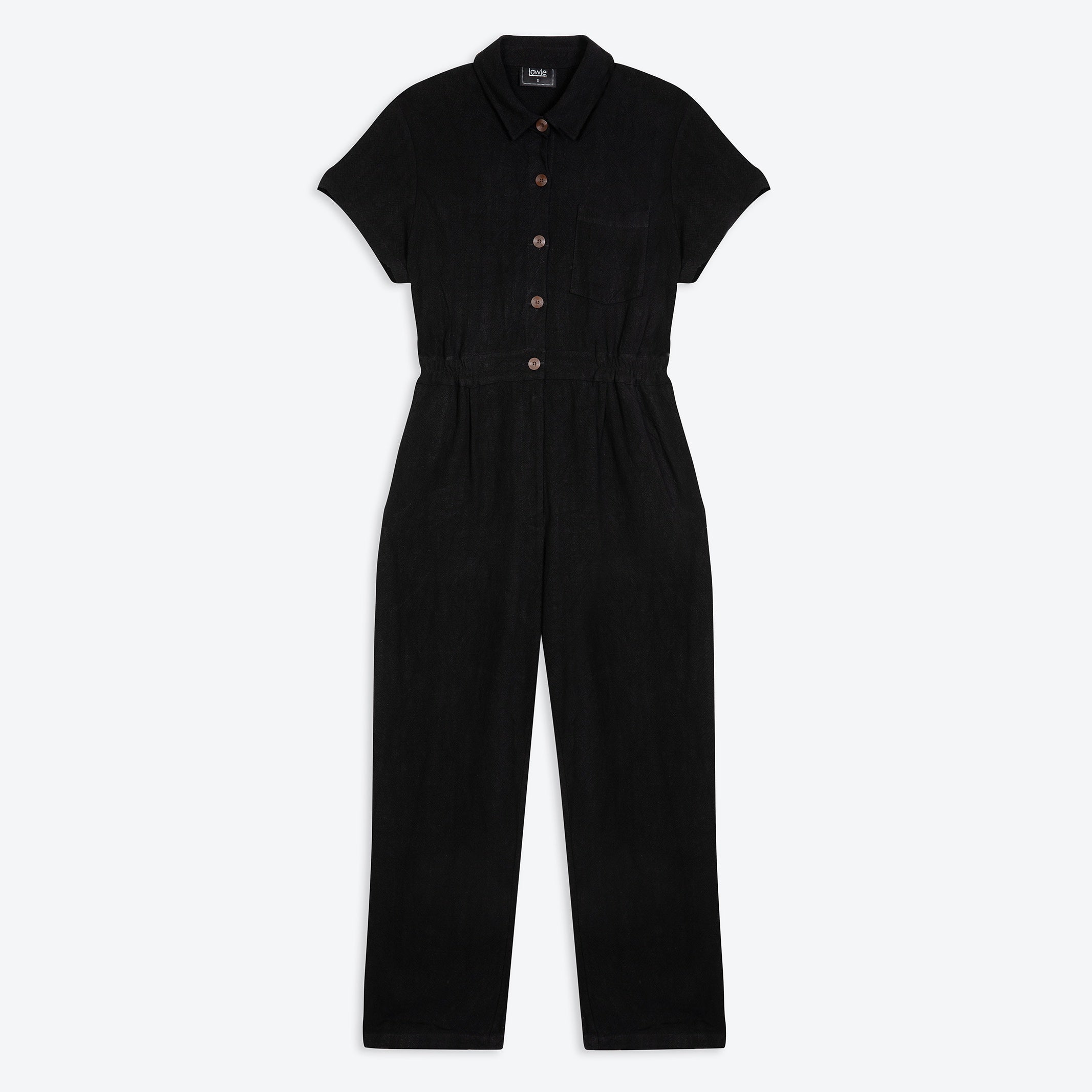 Lowie Linen Viscose Black Boilersuit Jumpsuit for Women - Comfortable & Stylish One-Piece Outfit for Casual Wear, Work, or Travel