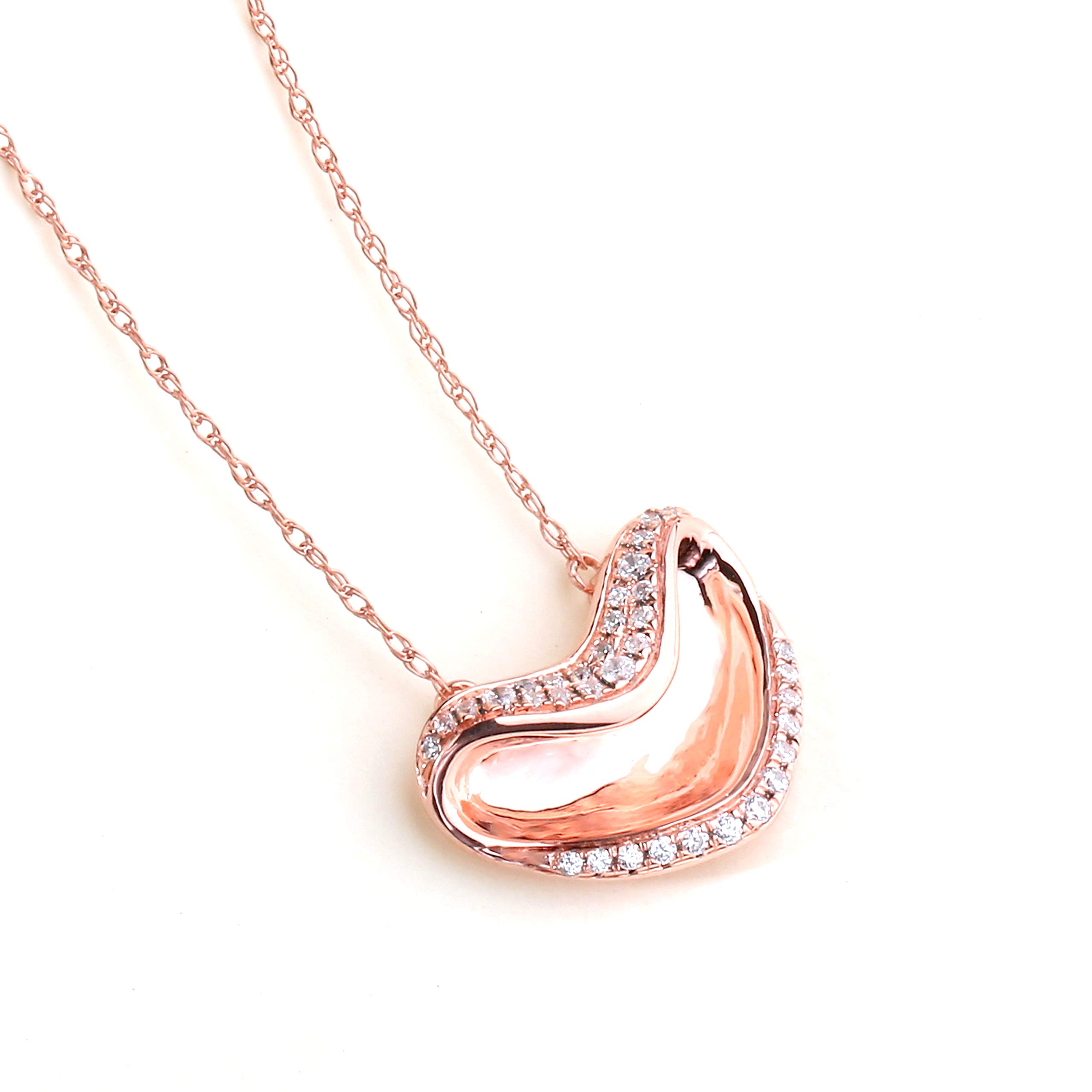 1/8 CT TW Diamond Heart Pendant Necklace for Women - Sterling Silver with Rose Gold Plated, Valentine's Day Gift, Anniversary Present, Romantic Jewelry for Special Occasions