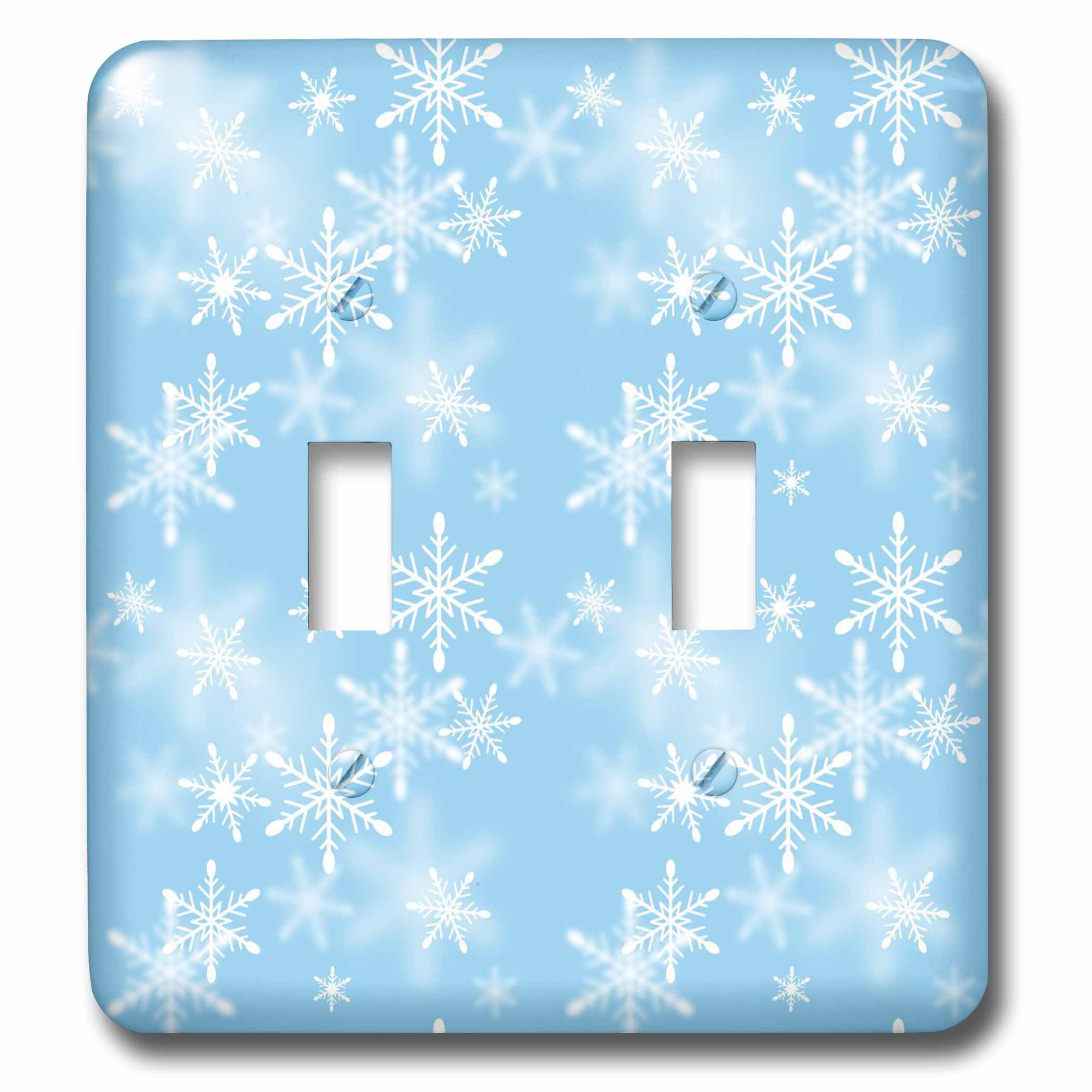 3dRose Floating White Snowflakes Light Blue Background Double Toggle Switch - Perfect for Home Decor, Office Accessories, and DIY Craft Projects