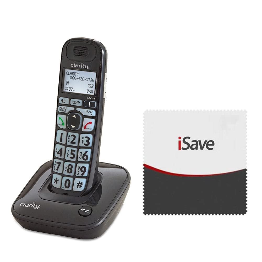 Clarity D703 DECT 6.0 Amplified Cordless Phone for Low Vision - Big Button CID Display with Free Microfiber Cleaning Cloth - Ideal for Seniors & Visually Impaired at Home or Office