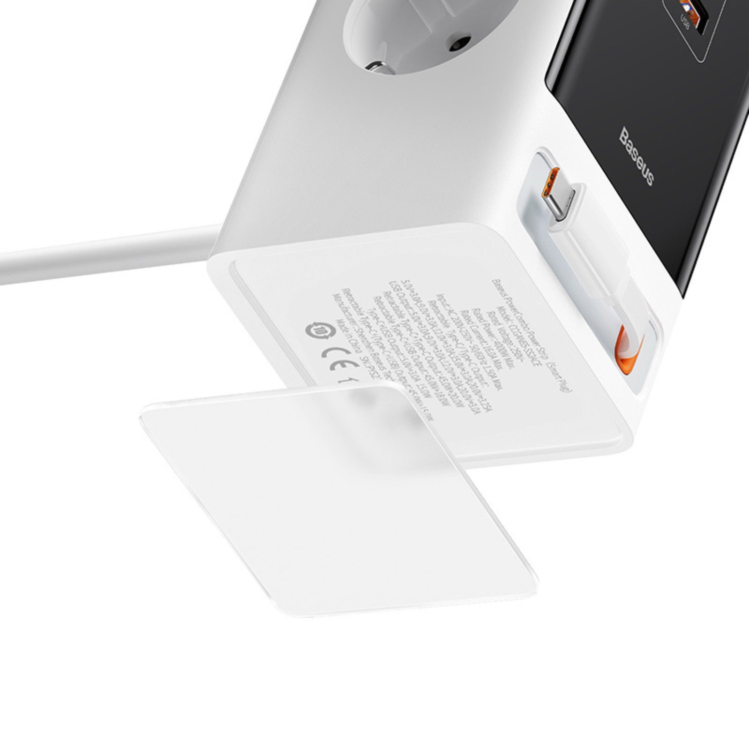 Baseus PowerCombo 65W Digital Power Strip with AC Outlet, USB-C & USB-A Ports - White | Fast Charging for Laptop, Phone, Tablet | Perfect for Home, Office & Travel