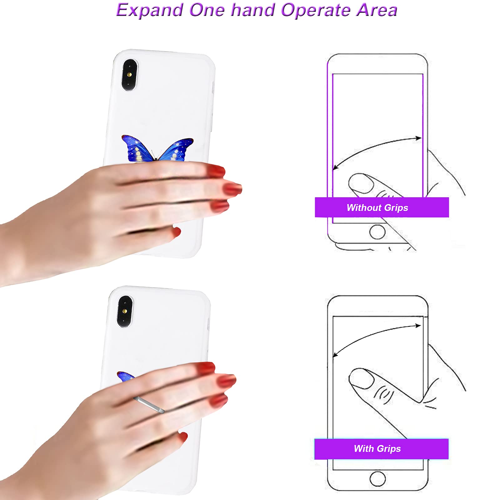 Clear Phone Ring Holder with Kickstand - 360° Rotating Finger Grip Stand for iPhone, Samsung & Tablets (Round, Transparent) - Perfect for Hands-Free Viewing, Gaming & Selfies