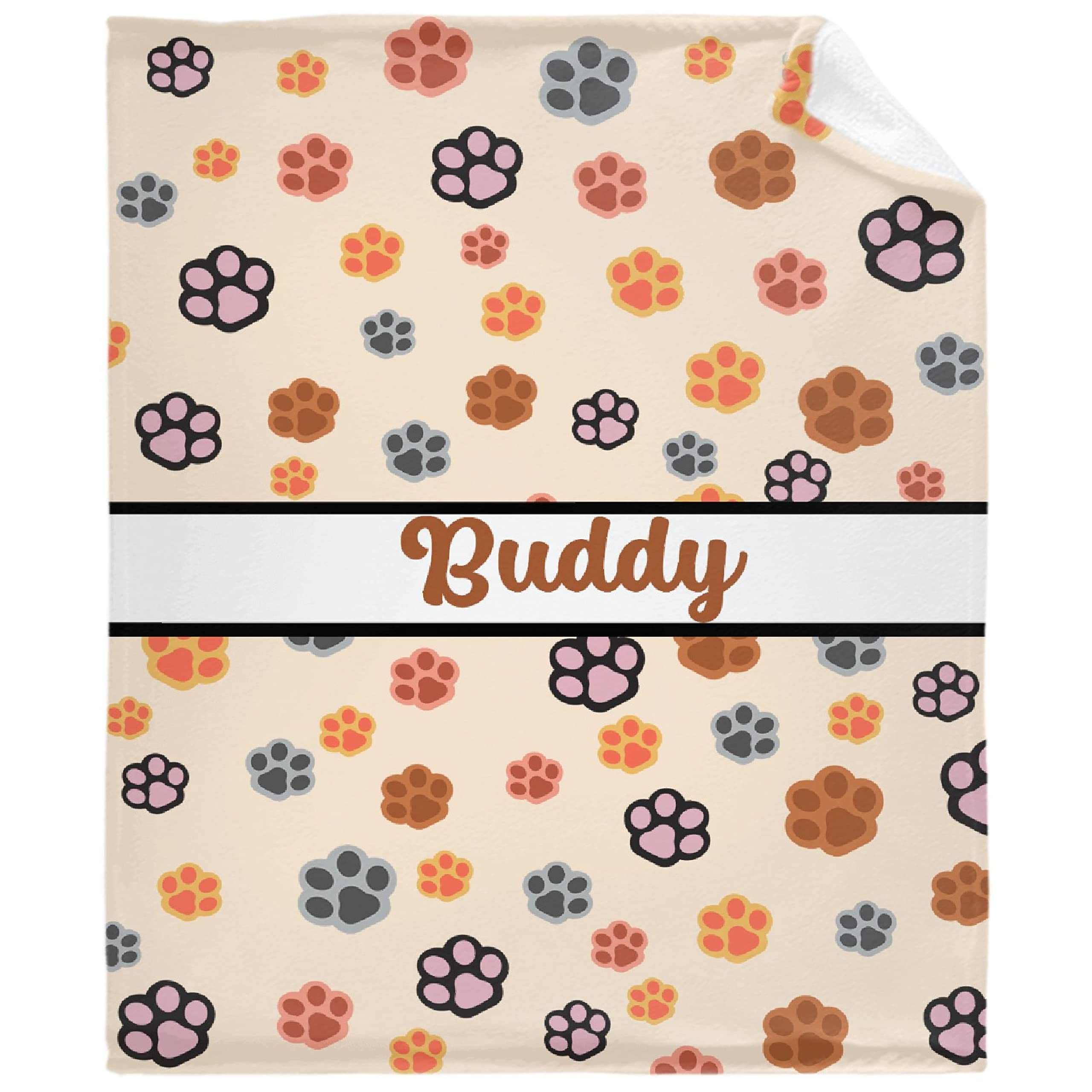 Custom Personalized Dog Paw Bones Throw Blanket with Photo & Name - 60