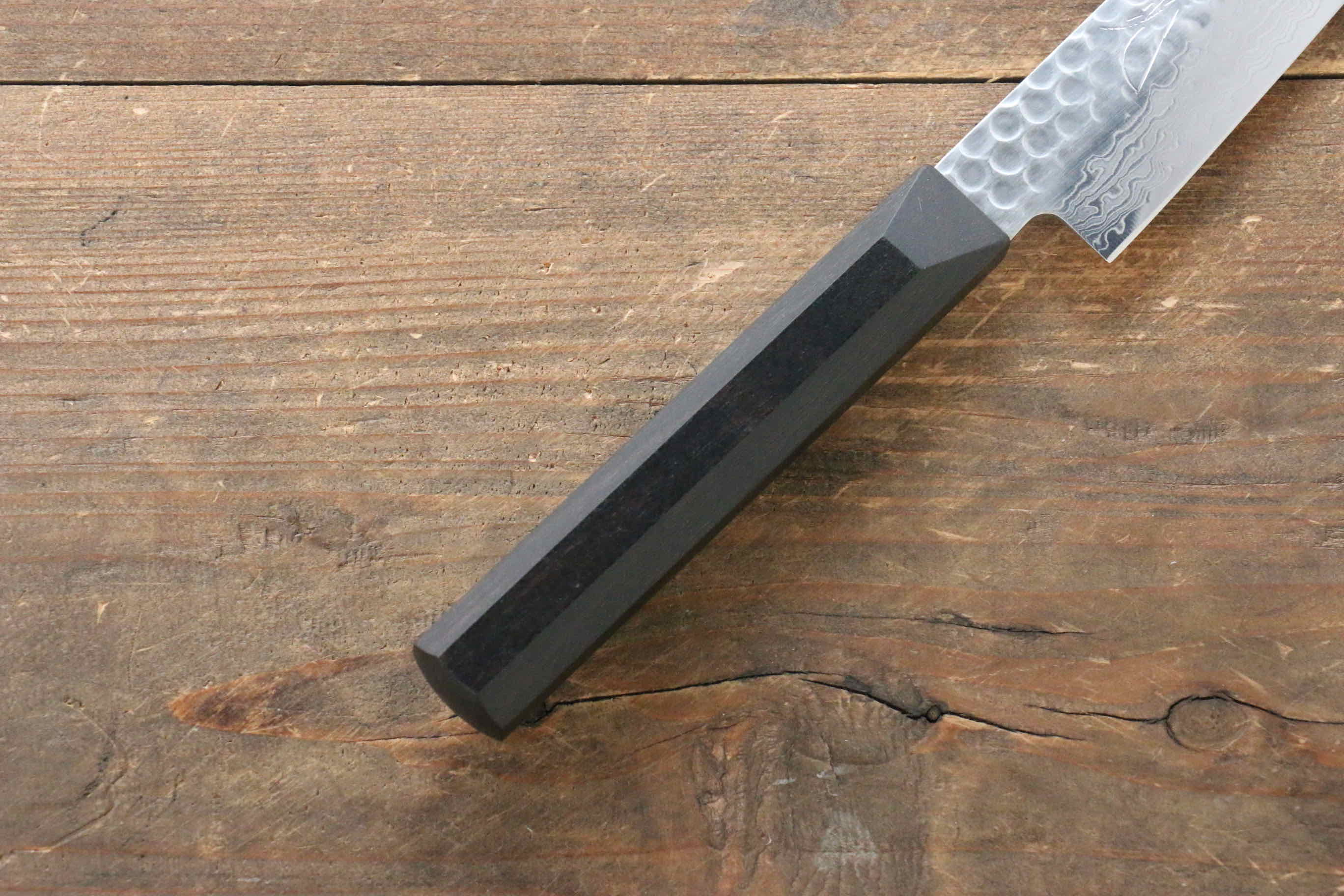 Premium Jikko VG10 17-Layer Kiritsuke Petty Utility Knife 140mm - Japanese Damascus Steel Blade with Ebony Wood Handle - Perfect for Slicing, Peeling & Precision Kitchen Tasks