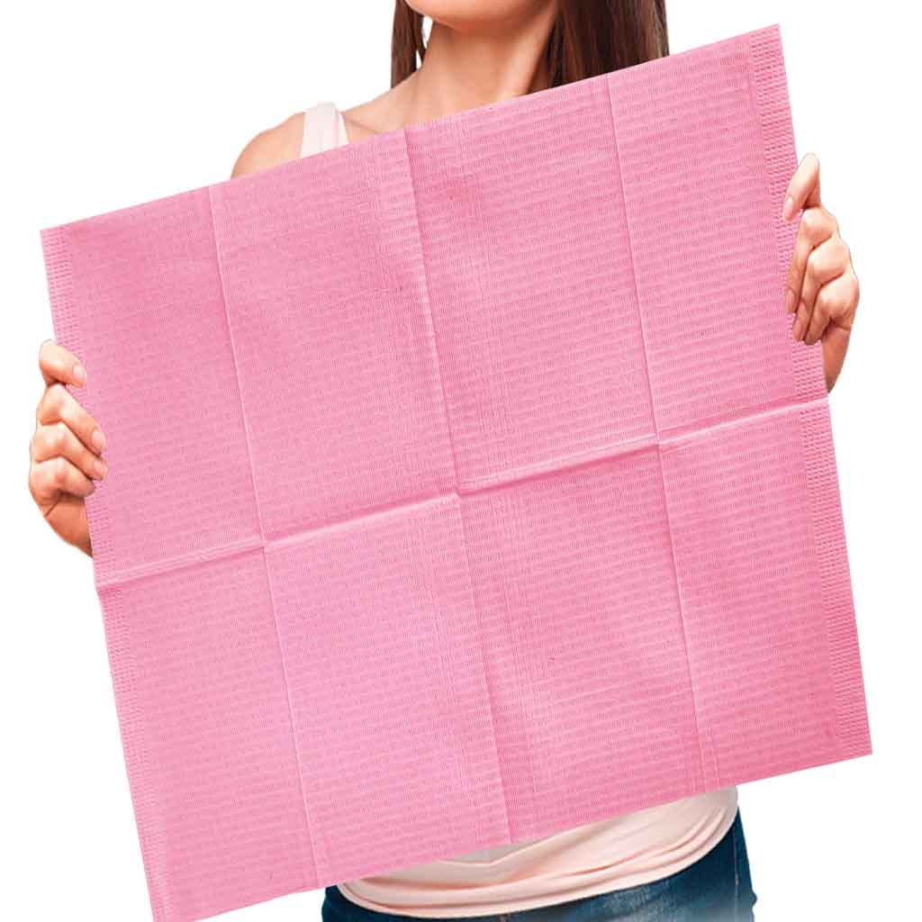 Adenna Disposable Dental Bibs for Patients - Soft Pink Dental Aprons for Dentist Office, Kids & Adults - Ideal for Dental Exams, Cleanings & Procedures