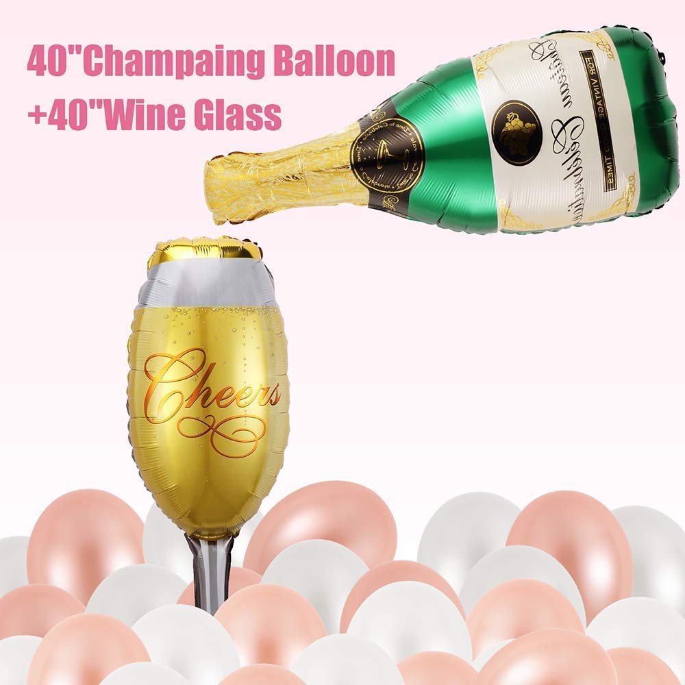 Rose Gold Bachelorette Party Decorations Kit - Bridal Shower Decor Set with Bride to Be Balloons, Champagne & Curtain - Perfect for Wedding Engagement Parties & Girls Night Celebrations