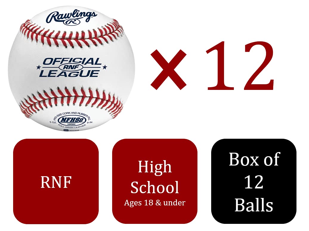 Rawlings NFHS NOCSAE Approved High School Baseballs - Official Game Balls (12 Count) | R100-H1/R100-H2/R100-H3/RNF Options | Perfect for High School Games, Practice & Training