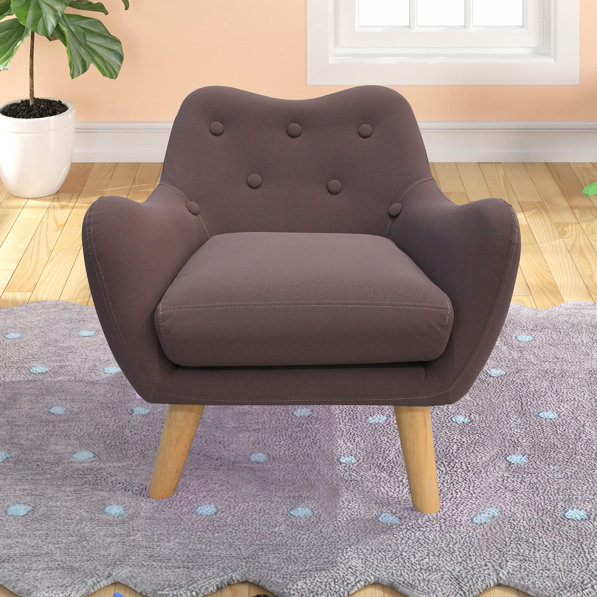 Modern Accent Chair - Upholstered Fabric Armchair for Living Room, Bedroom & Office - Comfy Leisure Lounge Chair with Removable Seat Cushion - Purple - Perfect for Reading Nook, Small Space Decor & Guest Seating
