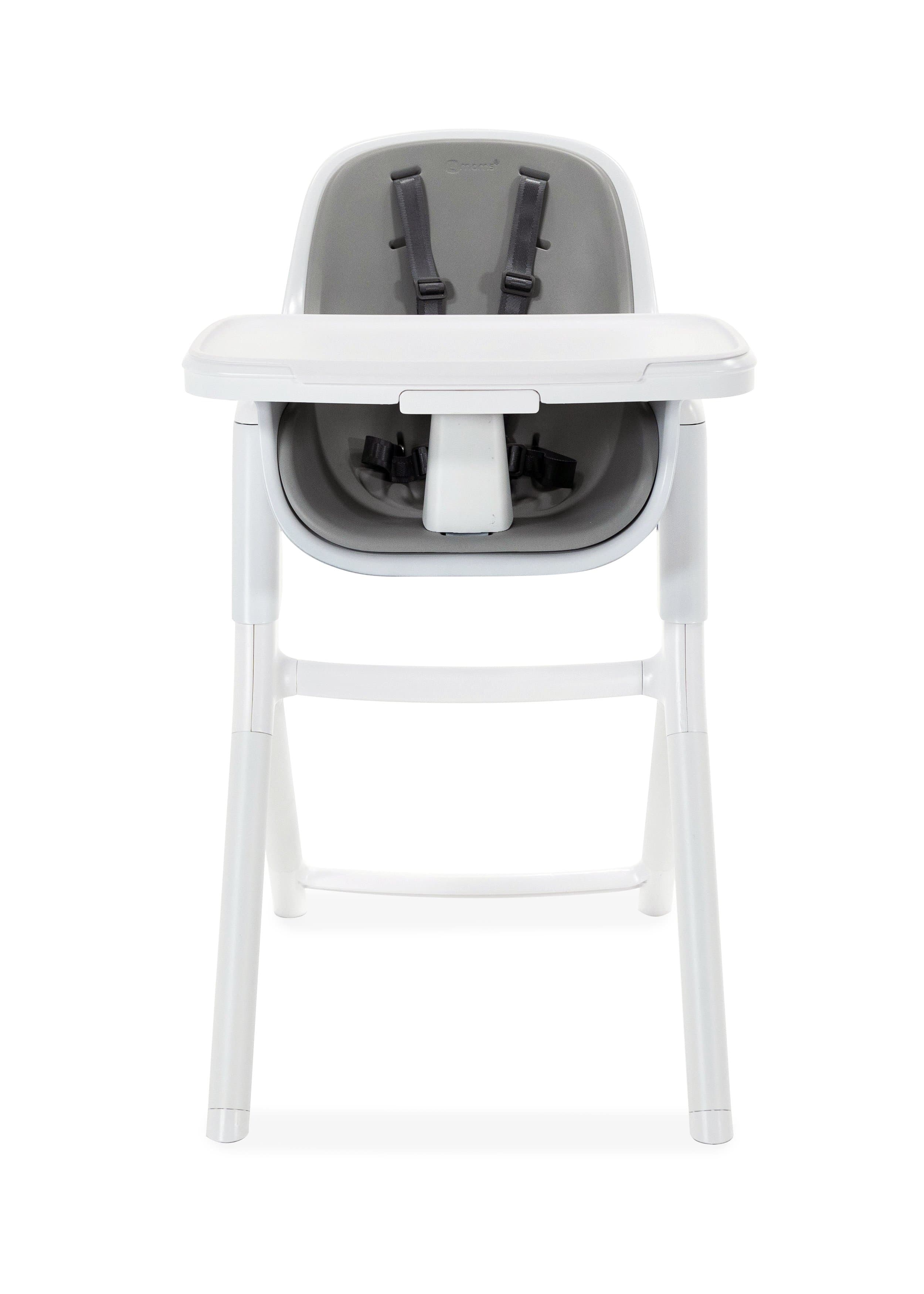 4moms Connect High Chair - Adjustable Baby Feeding Chair with Easy Clean Tray, White & Grey | Perfect for Dining, Weaning & Family Mealtime