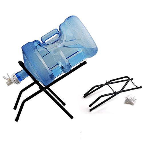 Stainless Steel 2-5 Gallon Water Jug Stand with Dispenser Valves | Foldable & Dustproof Water Dispenser Stand for 55mm Non-Threaded Crown Top Bottles | Perfect for Home, Office, Camping & Outdoor Use (A-Shape)